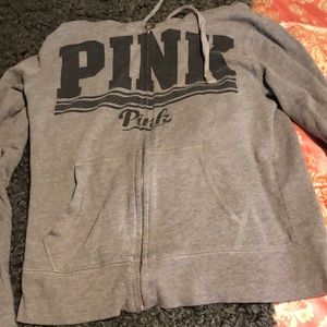 gray and black zip up